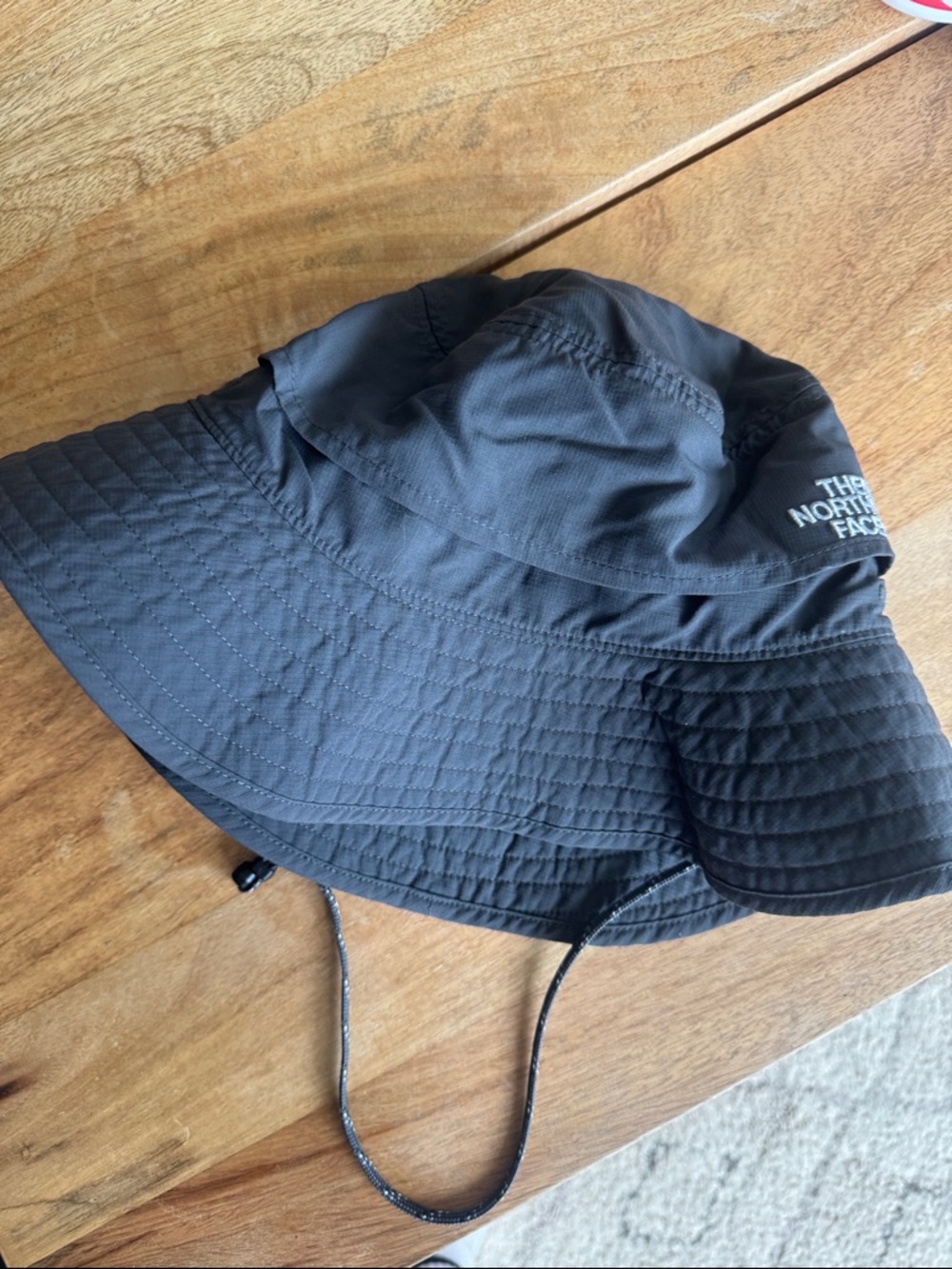 The North Face Black Quilted Brim Sun Hat with Chin Cord